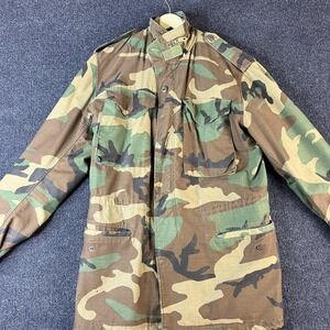 Vintage US Army M65 Field Jacket Mens Small Long Woodland Camo Cold Weather 80s